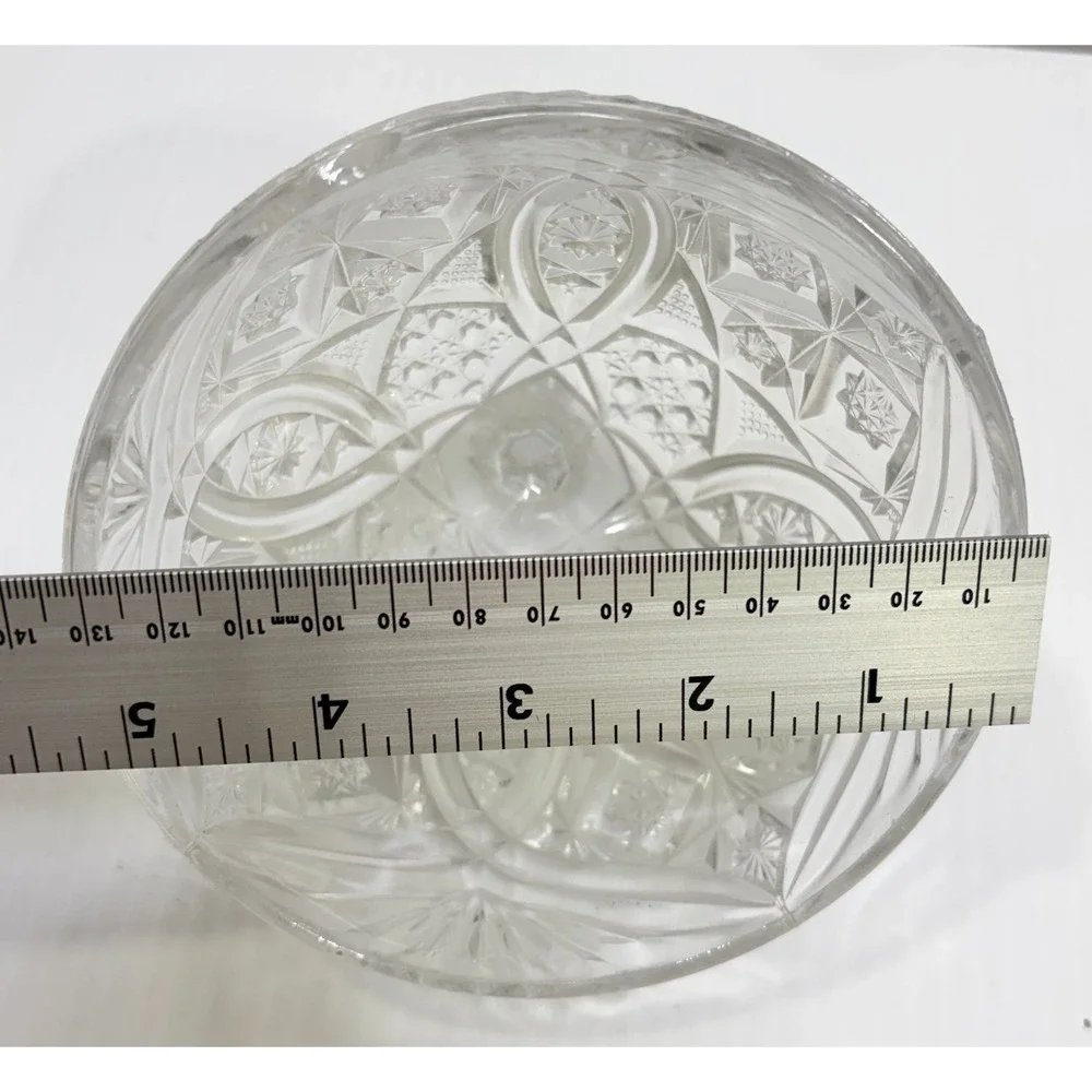 Vintage Clear Pressed Glass Domed Butter Dish Pinwheel Starburst Scalloped Edge‎